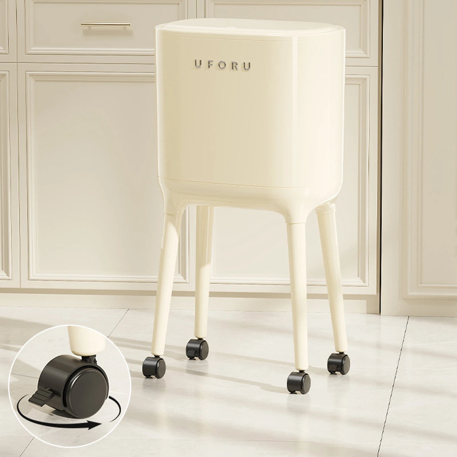 Trash Can with Wheels Large Capacity Garbage Bin Minimalist Household Waste Paper Bucket  for Bedroom Living Room Kitchen Office