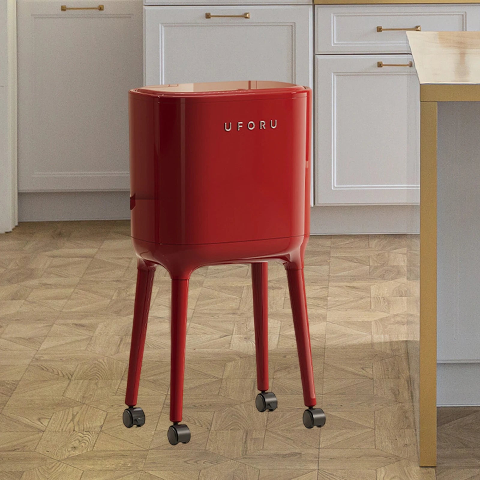 Trash Can with Wheels Large Capacity Garbage Bin Minimalist Household Waste Paper Bucket  for Bedroom Living Room Kitchen Office