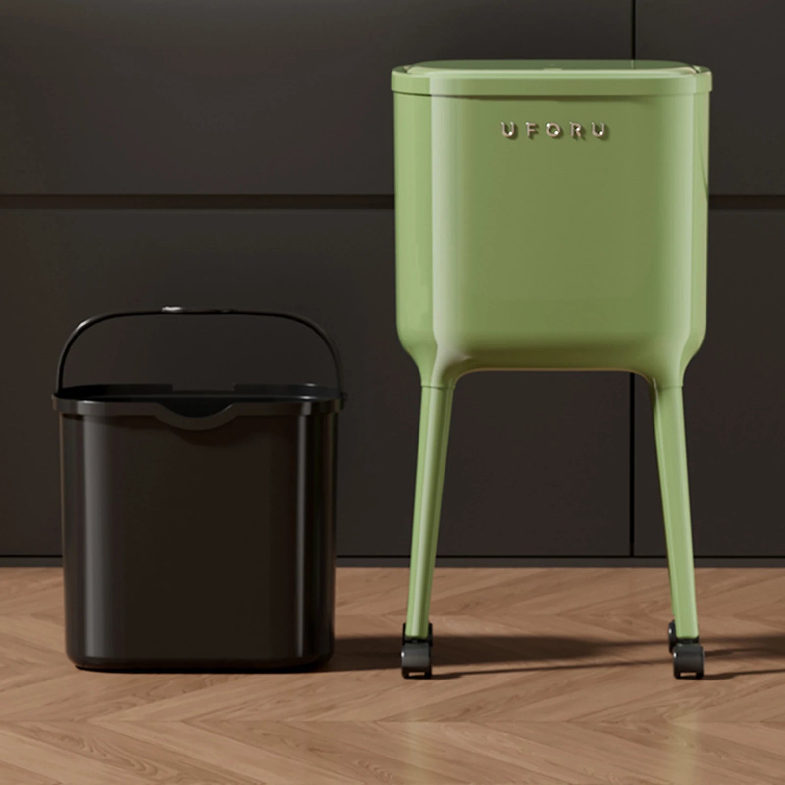 Trash Can with Wheels Large Capacity Garbage Bin Minimalist Household Waste Paper Bucket  for Bedroom Living Room Kitchen Office