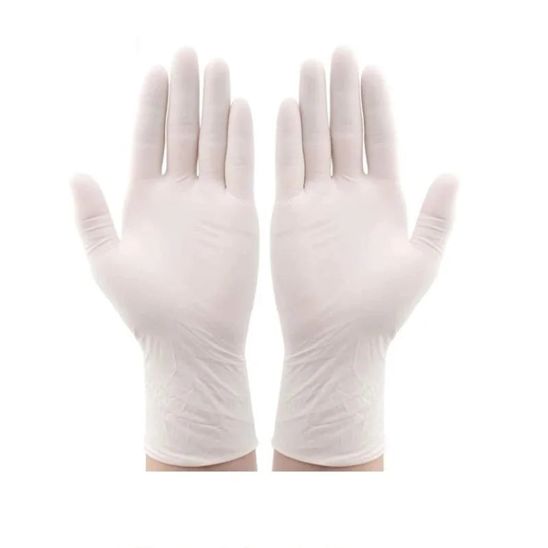 Universal Latex Gloves Disposable White Non-Slip Acid Laboratory Rubber Latex Gloves Household Cleaning Disposable 100/50/30PCS