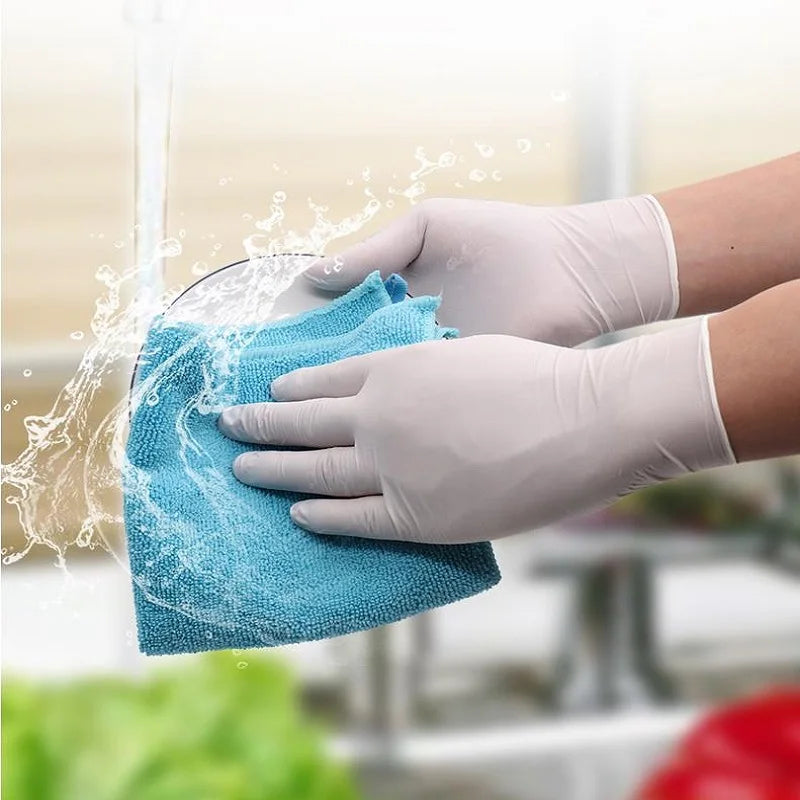 Universal Latex Gloves Disposable White Non-Slip Acid Laboratory Rubber Latex Gloves Household Cleaning Disposable 100/50/30PCS