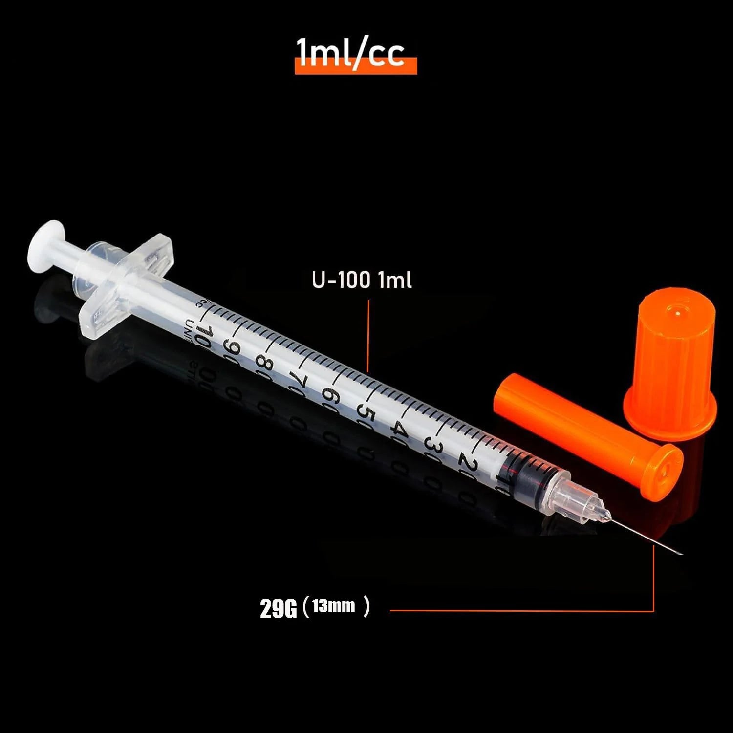 30pcs/set 1ml Disposable Syringes with 29Ga 13mm Stainless Needle with Cap Lab Measuring Tool Individually Sealed Packaging