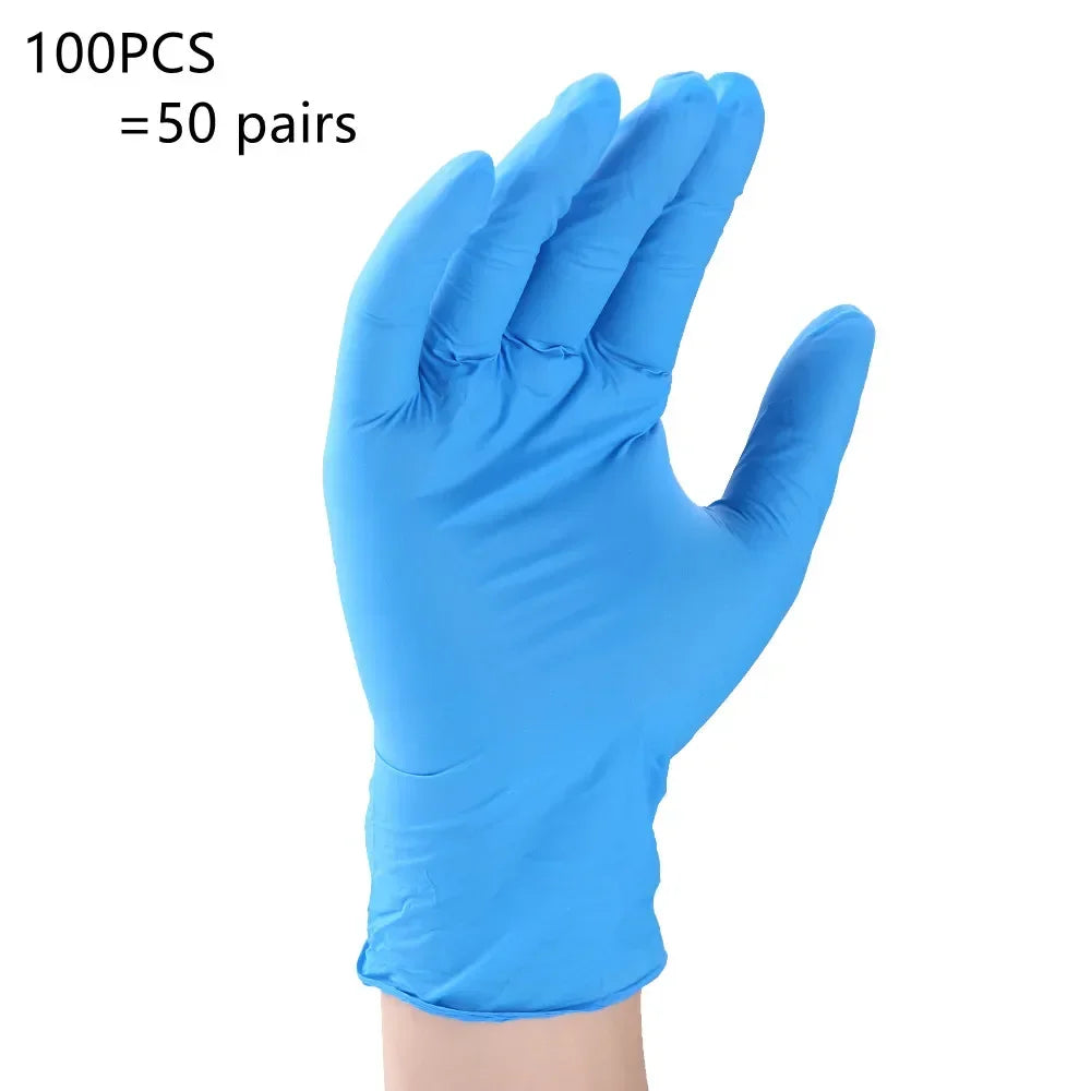 Disposable Blue Nitrile Rubber Gloves, 100pcs, Waterproof, Durable, Protective for Housework, Dishwashing and Kitchen Use