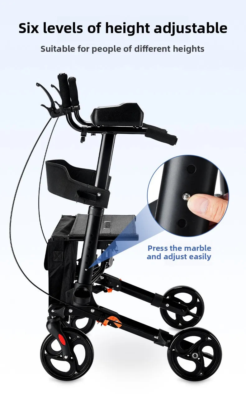 Walker Aid For The Elderly Rehabilitation Walking Anti-Fall Adjustable Folding Walking Rollator Carts With Arm Support Walker