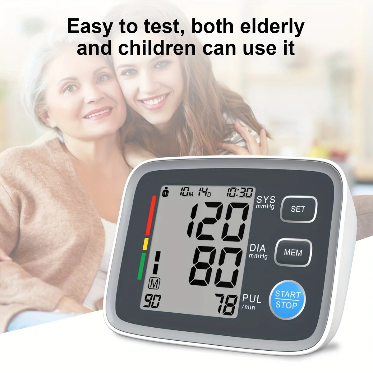 Adjustable cuff automatic upper arm blood pressure monitor household digital blood pressure monitor electronic sphygmomanometer