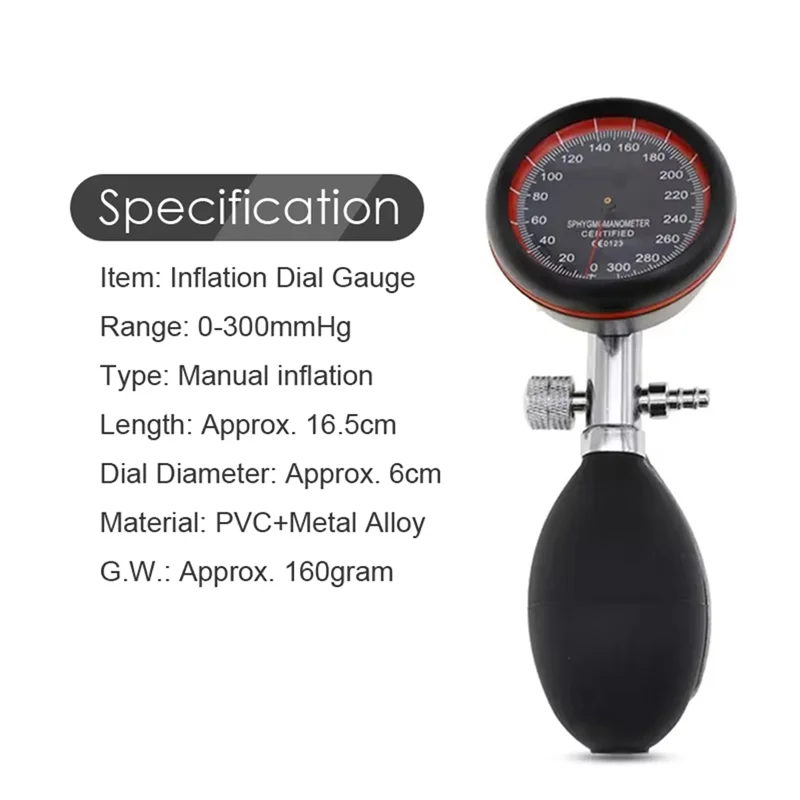 Patient Monitor Manual Blood Pressure Gauge Pump Meter Inflation Bulb For BP Cuff Arm Aneroid Sphygmomanometer