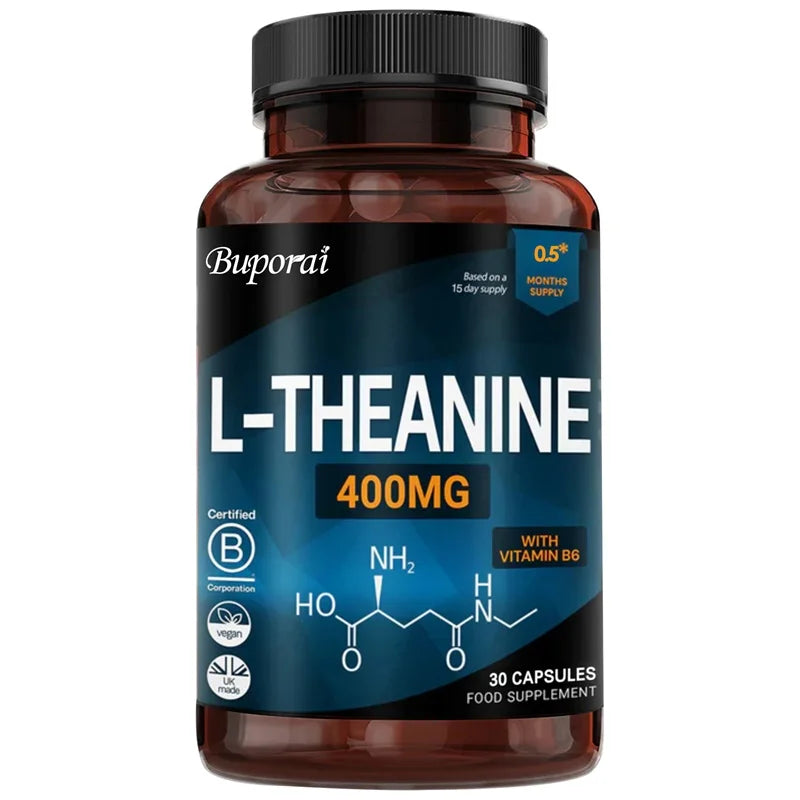 L-Theanine 400MG - Contains Vitamin B6 To Support Normal Mental Function, Concentration & Relaxation, and Improve Sleep Quality