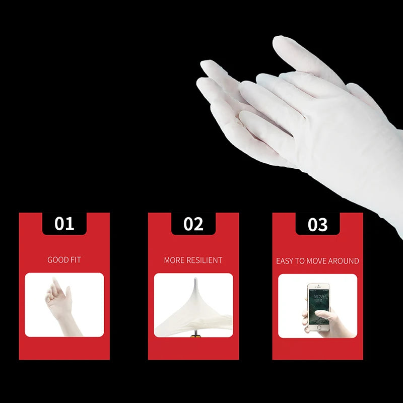 50Pairs White Medical Gloves Disposable Sterile Rubber Latex Surgical Examination Packaging Special For Medical Care