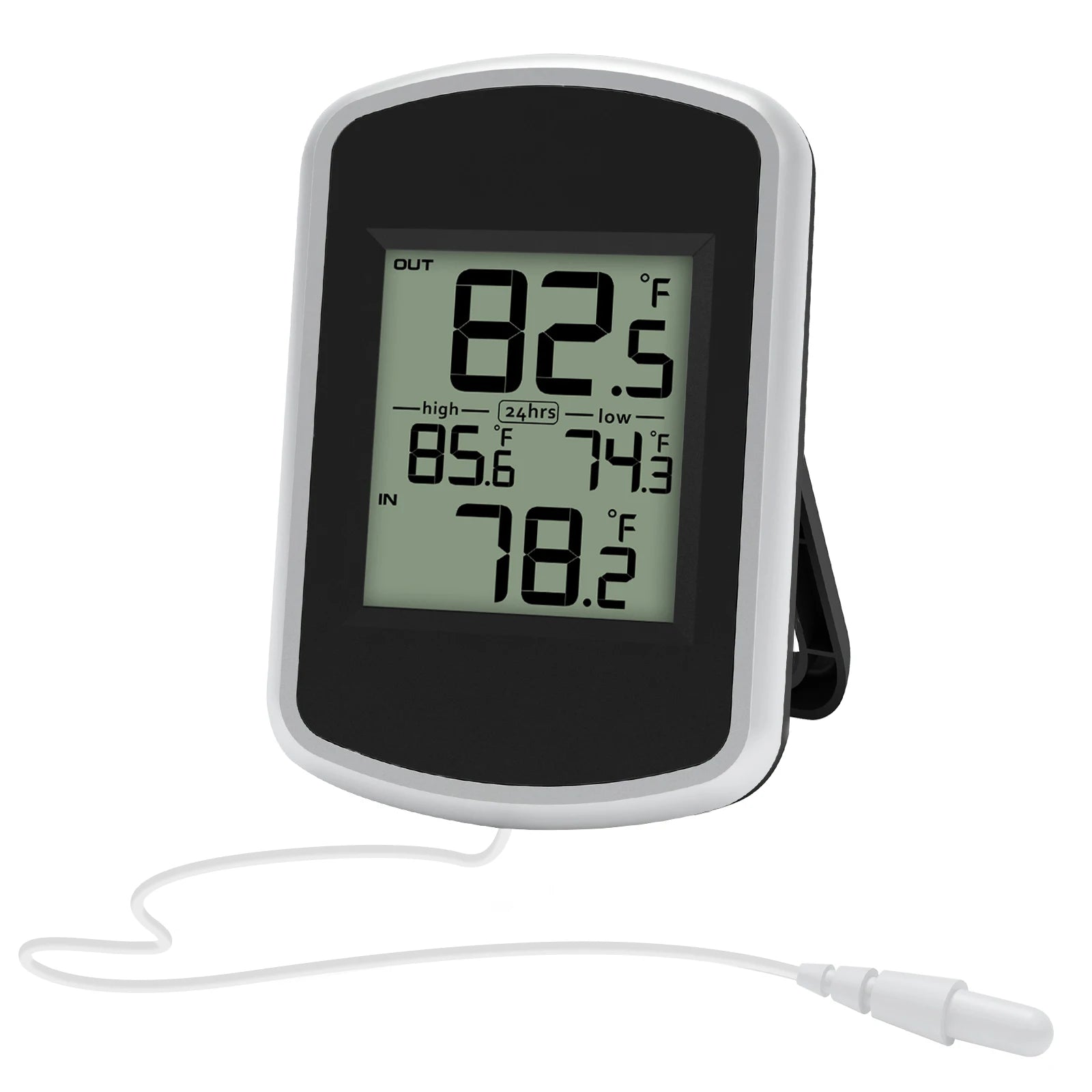 Digital Thermometer Waterproof Indoor Outdoor with 2m Probe Sensor Min/Max Memory LCD Display for Home Garden Fridge Aquarium