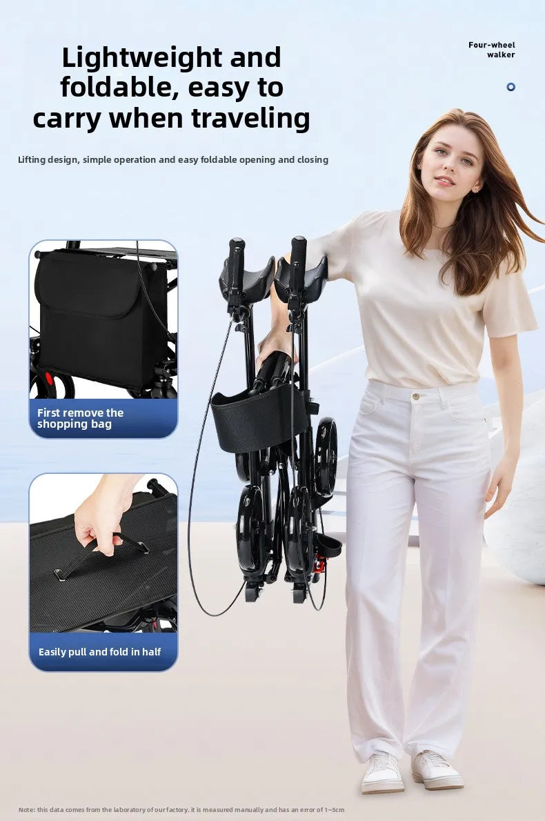 Walker Aid For The Elderly Rehabilitation Walking Anti-Fall Adjustable Folding Walking Rollator Carts With Arm Support Walker