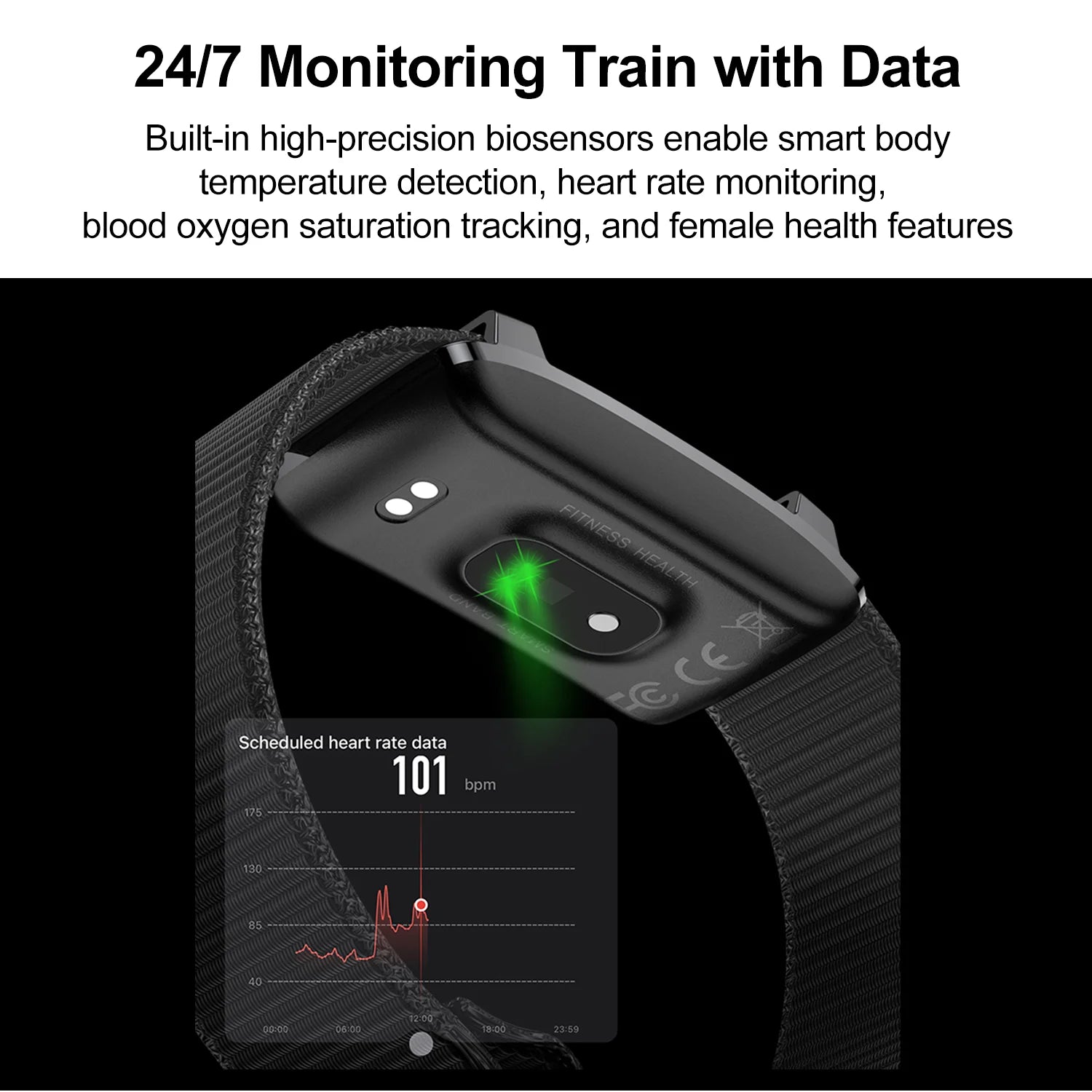 Smart Bracelet Sports Fitness Tracker Health Monitoring Step Count Heart Rate Sleep Tracking 1ATM Waterproof Smart Wristband
