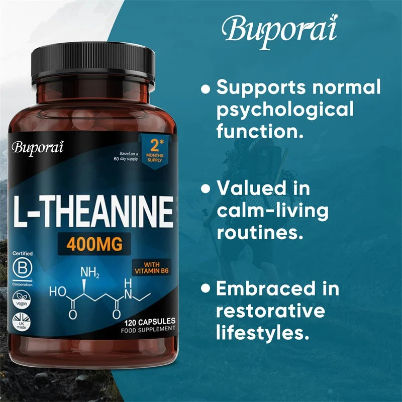 L-Theanine 400MG - Contains Vitamin B6 To Support Normal Mental Function, Concentration & Relaxation, and Improve Sleep Quality