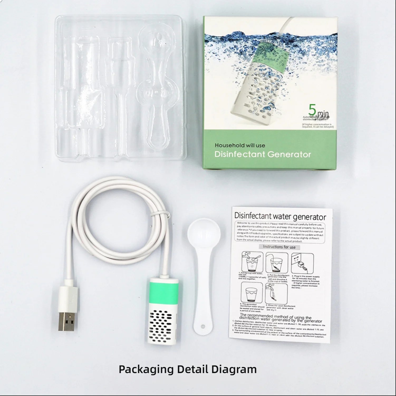 USB Portable Disinfectant Maker | Sodium Hypochlorite Generator | Homemade 84 Disinfectant Sterilizer | Instant Use