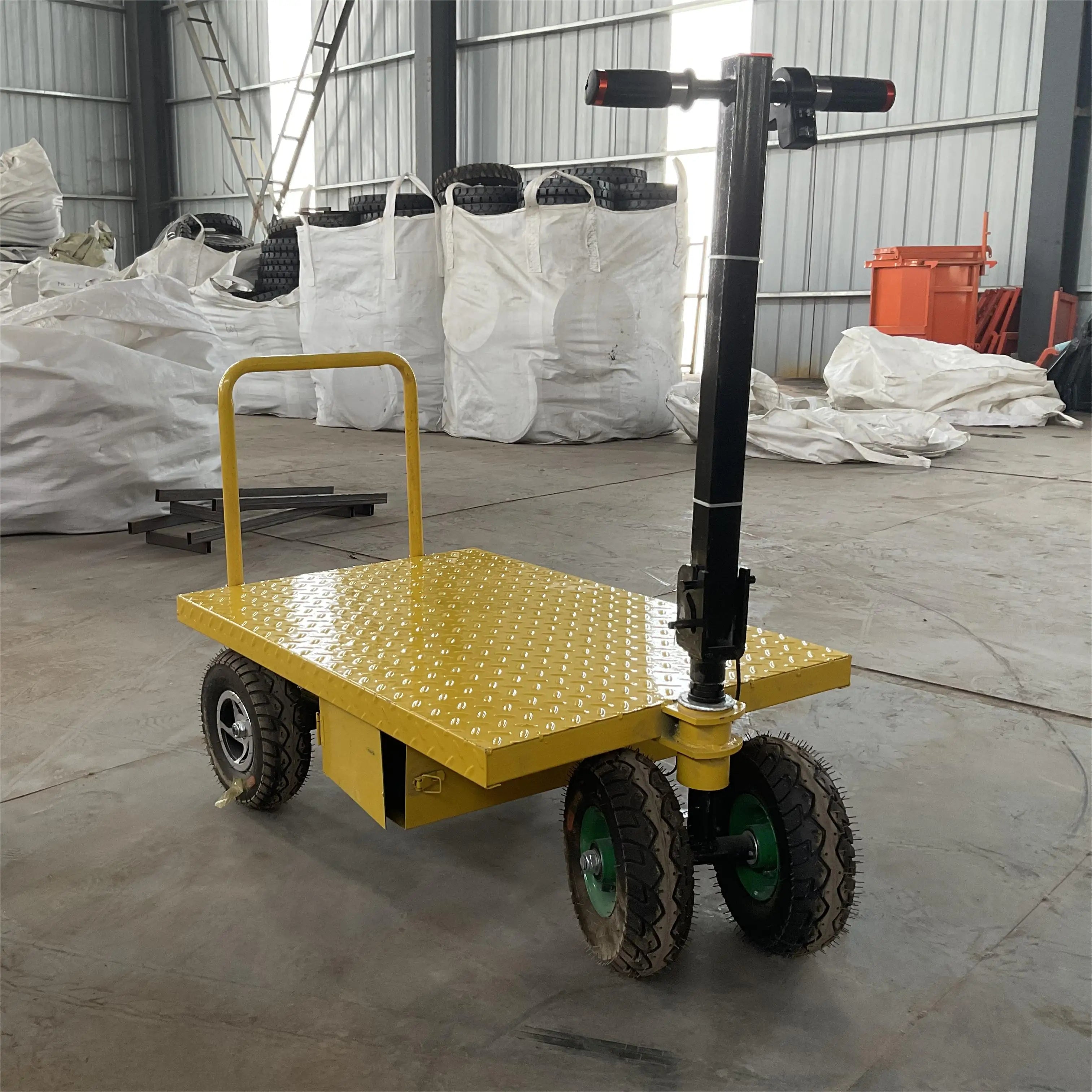 Four Wheel Folding Electric Flatbed Truck Trolley Warehouse Mini Electric Four Wheel Dumper