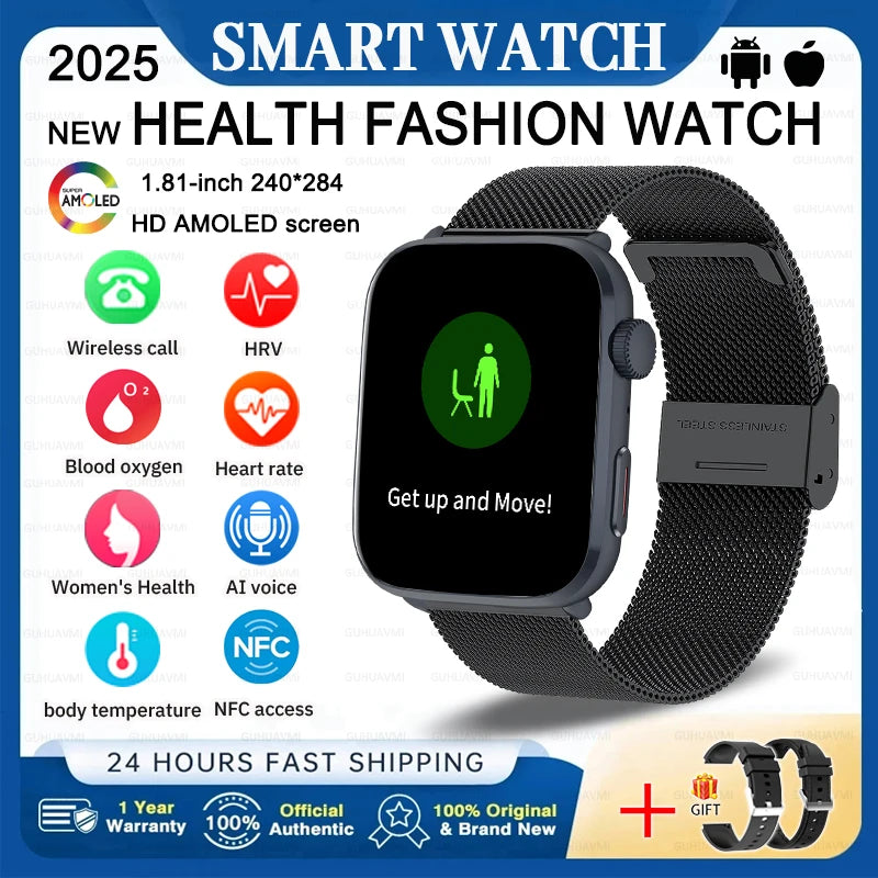 2025 Fashion New For Xiaomi AI Diagnosis NFC Smart Watch Men Women Blood Pressure Heart Rate IP68 Waterproof Health Track watch