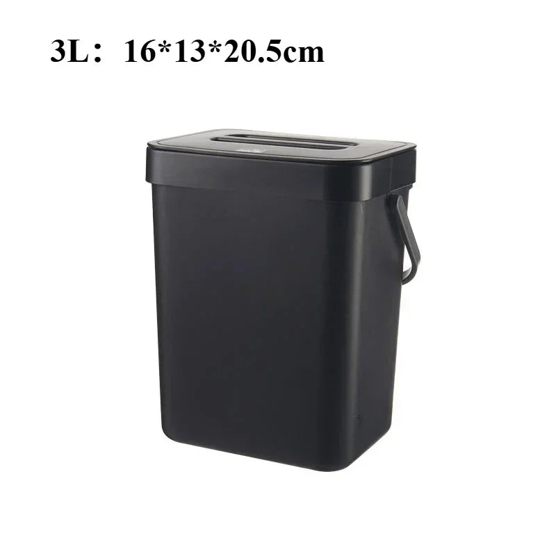 Space-Saving Quiet-Close Trash Can - 3/5L, Eco-Friendly Sealed Bin for Kitchen & Office, No Electricity Needed