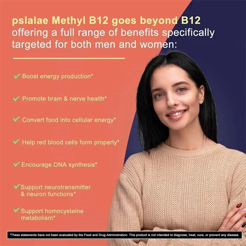 Vitamin B12 5000 Mcg - Supports Heart Health, Nervous System, Promotes Metabolism, Increases Energy Levels, Relieves Fatigue