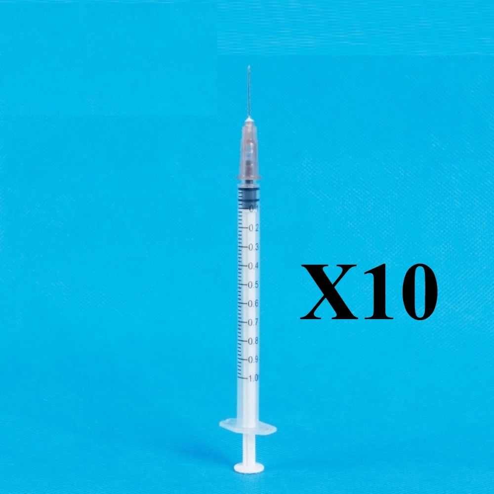 10pcs Syringes, 1/2.5/3ML, Disposable Veterinary Syringe Feeder,Plastic Syringes for Experimental Use, Individually Wrapped