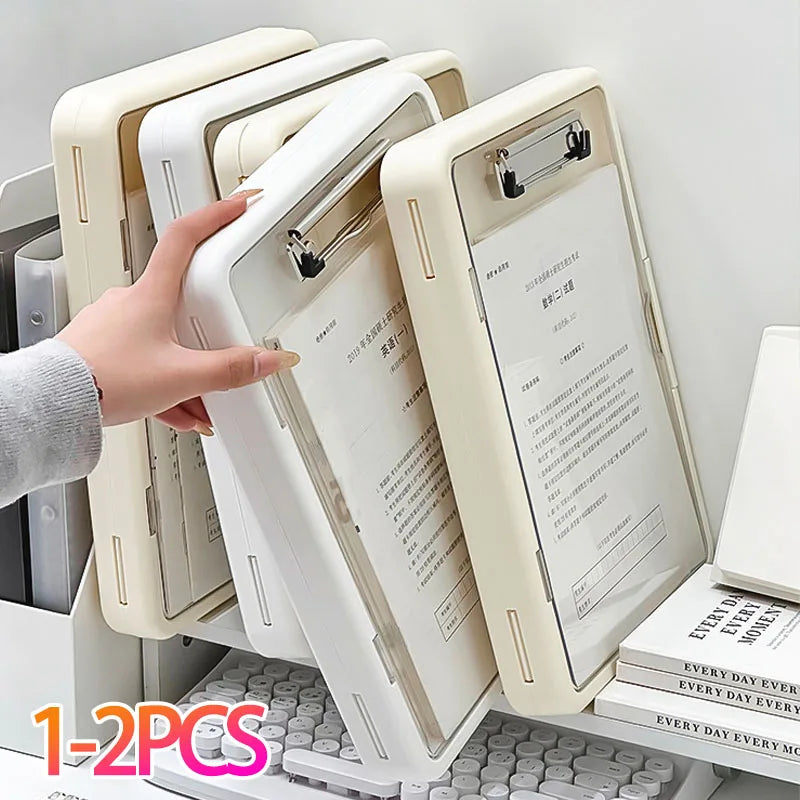 1-2PCS A4 Multi-Function Exam Folder with Clip Document Organizer for Students Office Work Portfolio Storage Test Paper Holder