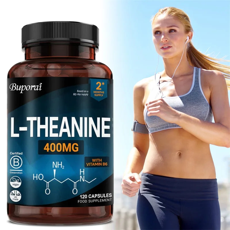 L-Theanine 400MG - Contains Vitamin B6 To Support Normal Mental Function, Concentration & Relaxation, and Improve Sleep Quality