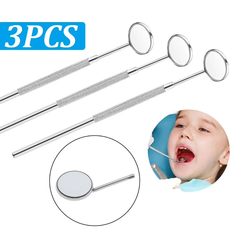 3pcs/1pcs Dental Mirrors with Handle for Mouth Examination Reusable Anti-Fog Dentist Tools Makeup Oral Care