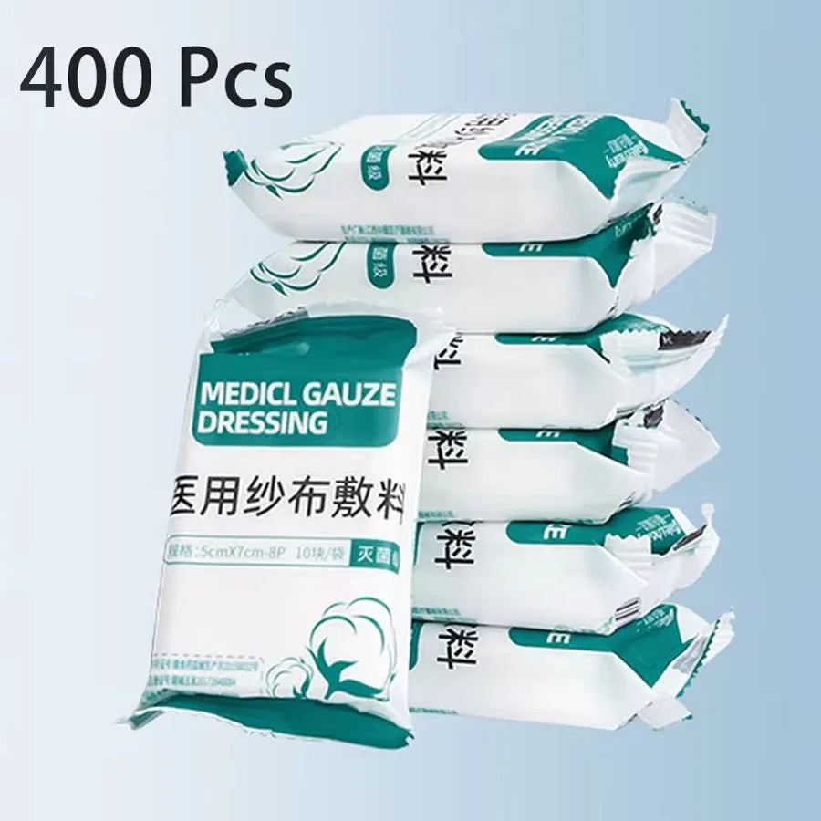 10/400pcs Sterile Medical Gauze Block Combat Hemostatic  Wound Dressing Sterile Medical Gauze Pad Wound Care Supplies