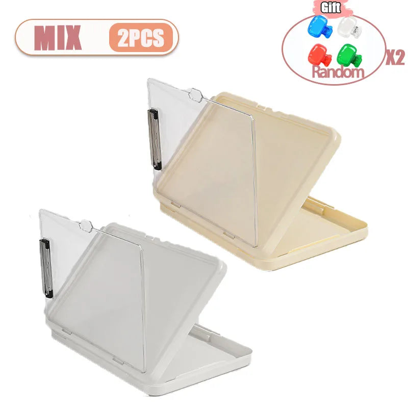 1-2PCS A4 Multi-Function Exam Folder with Clip Document Organizer for Students Office Work Portfolio Storage Test Paper Holder