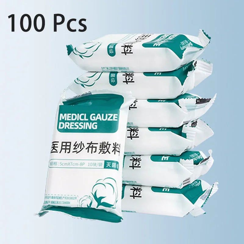 10/400pcs Sterile Medical Gauze Block Combat Hemostatic  Wound Dressing Sterile Medical Gauze Pad Wound Care Supplies