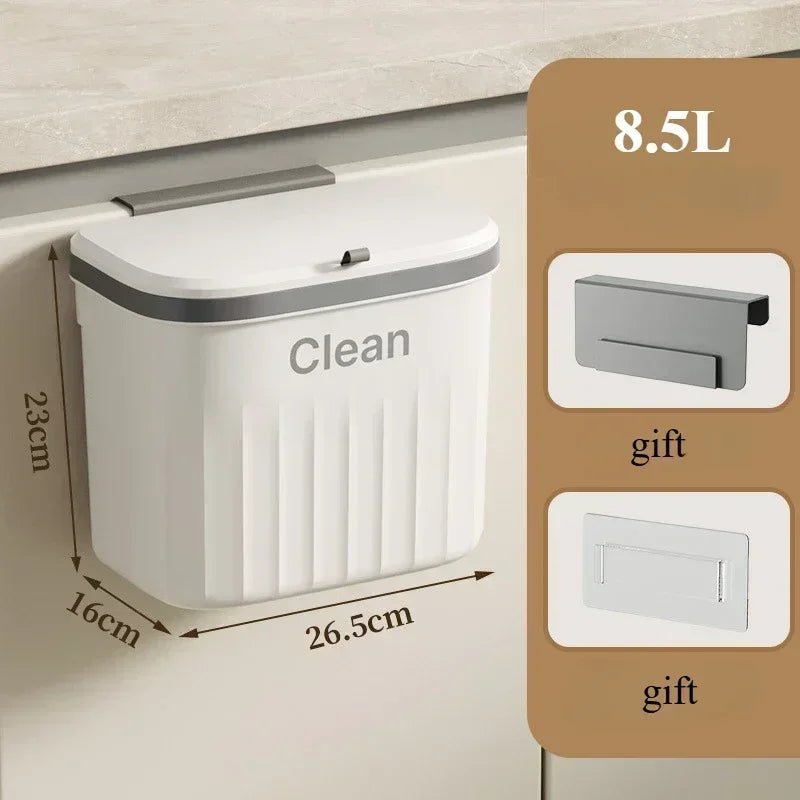 Space-Saving Quiet-Close Trash Can - 3/5L, Eco-Friendly Sealed Bin for Kitchen & Office, No Electricity Needed