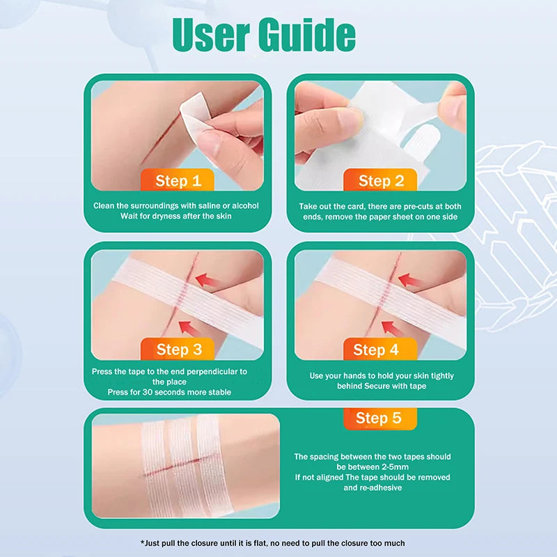 3/5/6Pcs Wound Closure Tape Adhesive Sterile Medical Bandage Strip Skin Repair First Aid Kit Surgical Breathable Tape