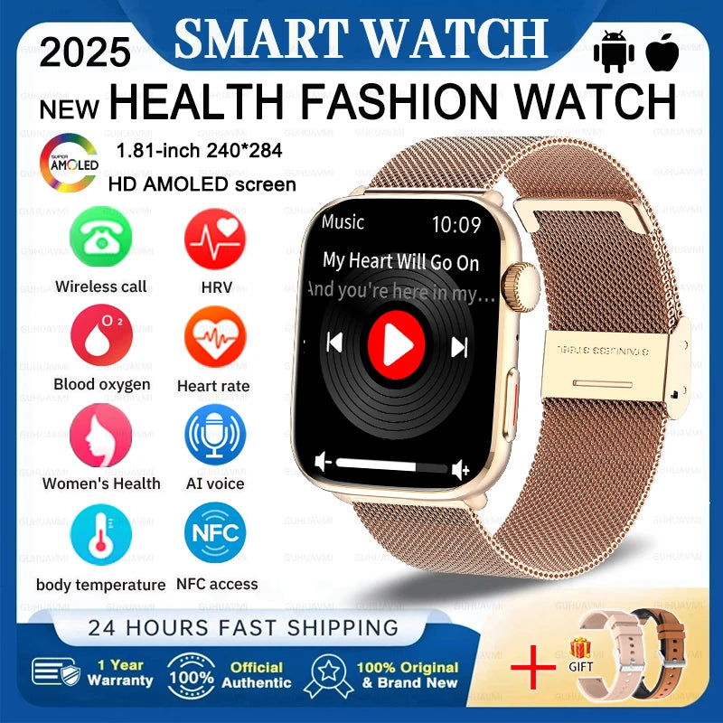 2025 Fashion New For Xiaomi AI Diagnosis NFC Smart Watch Men Women Blood Pressure Heart Rate IP68 Waterproof Health Track watch