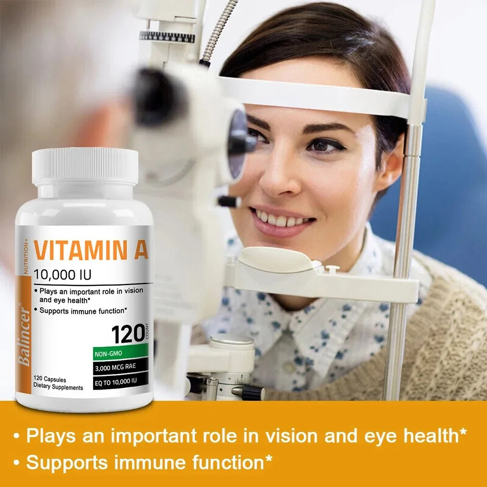Vitamin A Capsules - Antioxidant, Promotes Healthy Skin, Eyes, and Immune System, Helps Improve Vision, Non-GMO, 120 Capsules