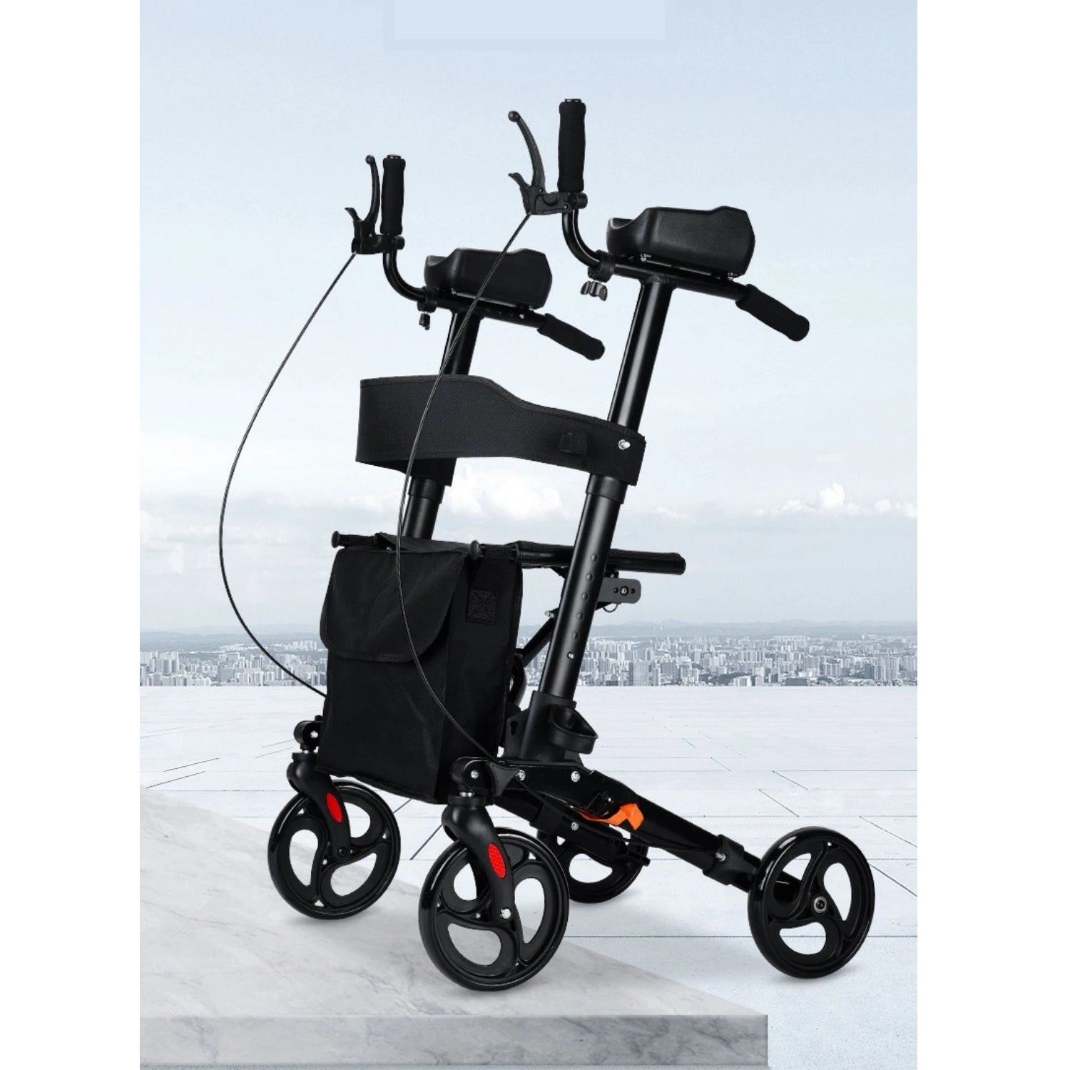 Walker Aid For The Elderly Rehabilitation Walking Anti-Fall Adjustable Folding Walking Rollator Carts With Arm Support Walker
