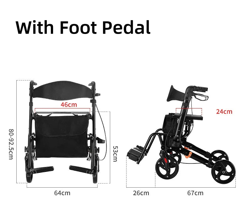 Walker Aid For The Elderly Rehabilitation Walking Anti-Fall Adjustable Folding Walking Rollator Carts With Arm Support Walker
