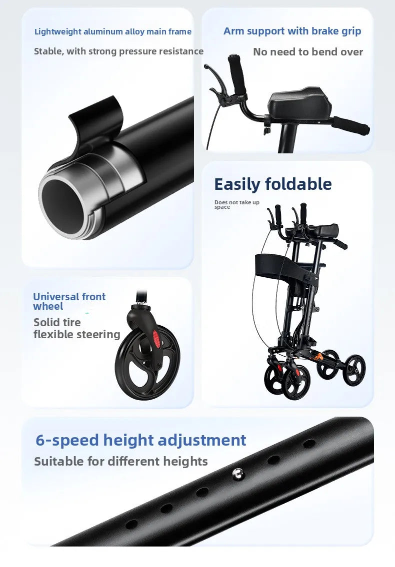 Walker Aid For The Elderly Rehabilitation Walking Anti-Fall Adjustable Folding Walking Rollator Carts With Arm Support Walker