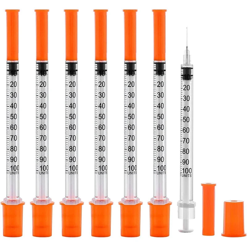 30pcs/set 1ml Disposable Syringes with 29Ga 13mm Stainless Needle with Cap Lab Measuring Tool Individually Sealed Packaging