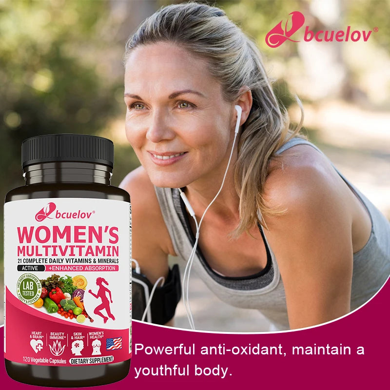 Women's Multivitamin Supplement - 21 Daily Vitamins and Minerals-Brain, Heart, Joints, Skin, Hair, Immunity, Enhanced Absorption