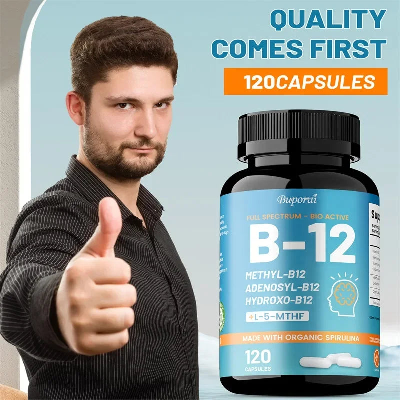 Vitamin B12 - Supports Energy Metabolism, Nervous System, Cell Health, Heart, Immunity and Red Blood Cell Formation