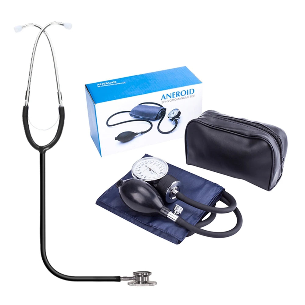 Manual Blood Pressure Monitor BP Aneroid Baumanometer Stethoscope Upper Arm Sphygmomanometer with Zipper Bag for Adult Cuff Home