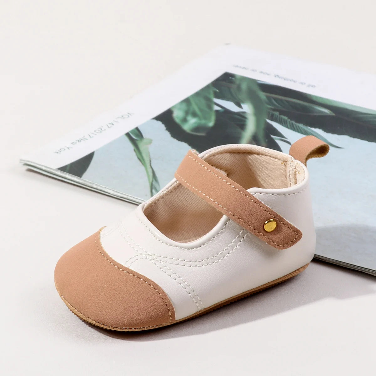 2025 Spring and Autumn High-quality Baby Girl's First Walkers With Color-block Design And Non-slip TPR Soles For 0-18M BHX5186
