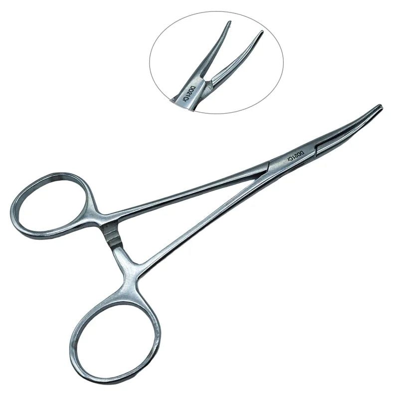 1pc Stainless Steel Hemostatic Forceps Surgical Forceps Tool Hemostat Locking Clamps Forceps Fishing Pliers Curved Tip
