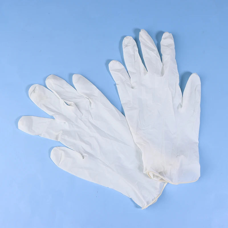 50Pairs White Medical Gloves Disposable Sterile Rubber Latex Surgical Examination Packaging Special For Medical Care