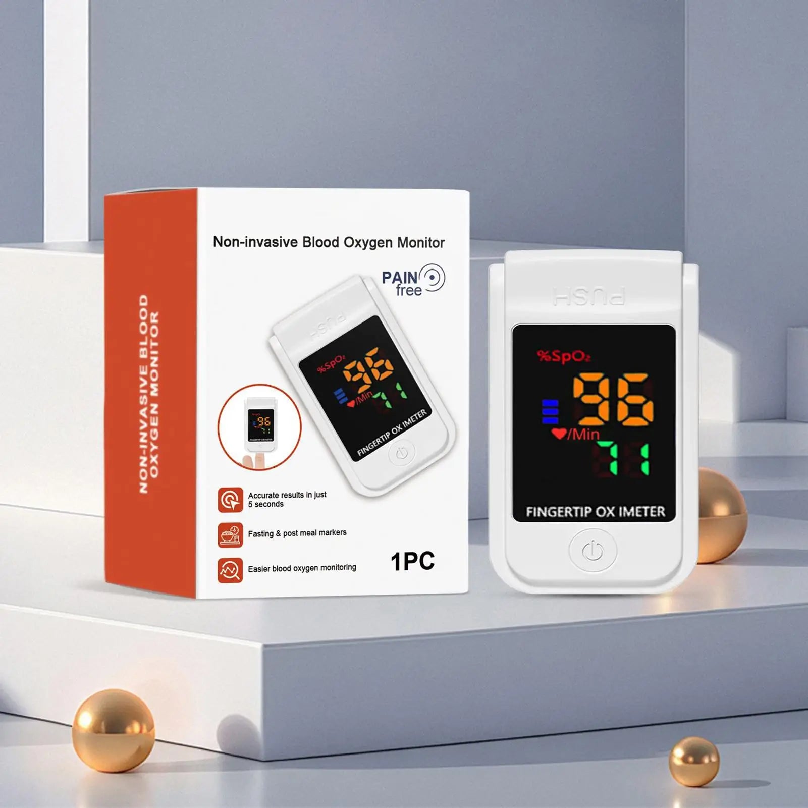 2025 Oxygen Monitor Non Invasive Home Oxygen Monitor Portable Fingertip Pulse Oximeter Device for Fitness Elderly Care Pre-Meal