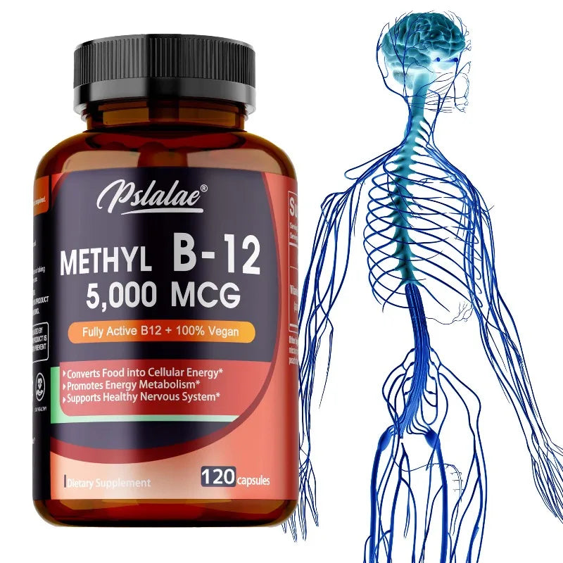 Vitamin B12 5000 Mcg - Supports Heart Health, Nervous System, Promotes Metabolism, Increases Energy Levels, Relieves Fatigue