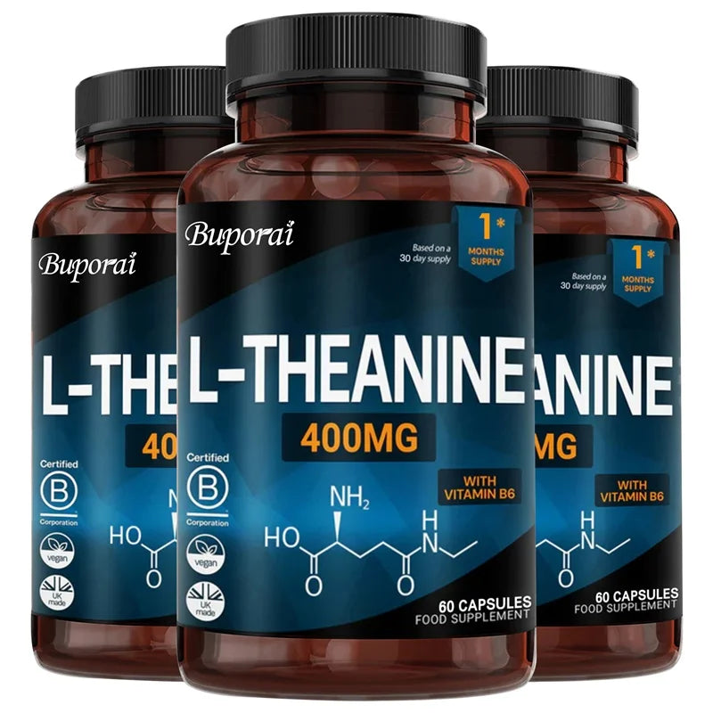 L-Theanine 400MG - Contains Vitamin B6 To Support Normal Mental Function, Concentration & Relaxation, and Improve Sleep Quality