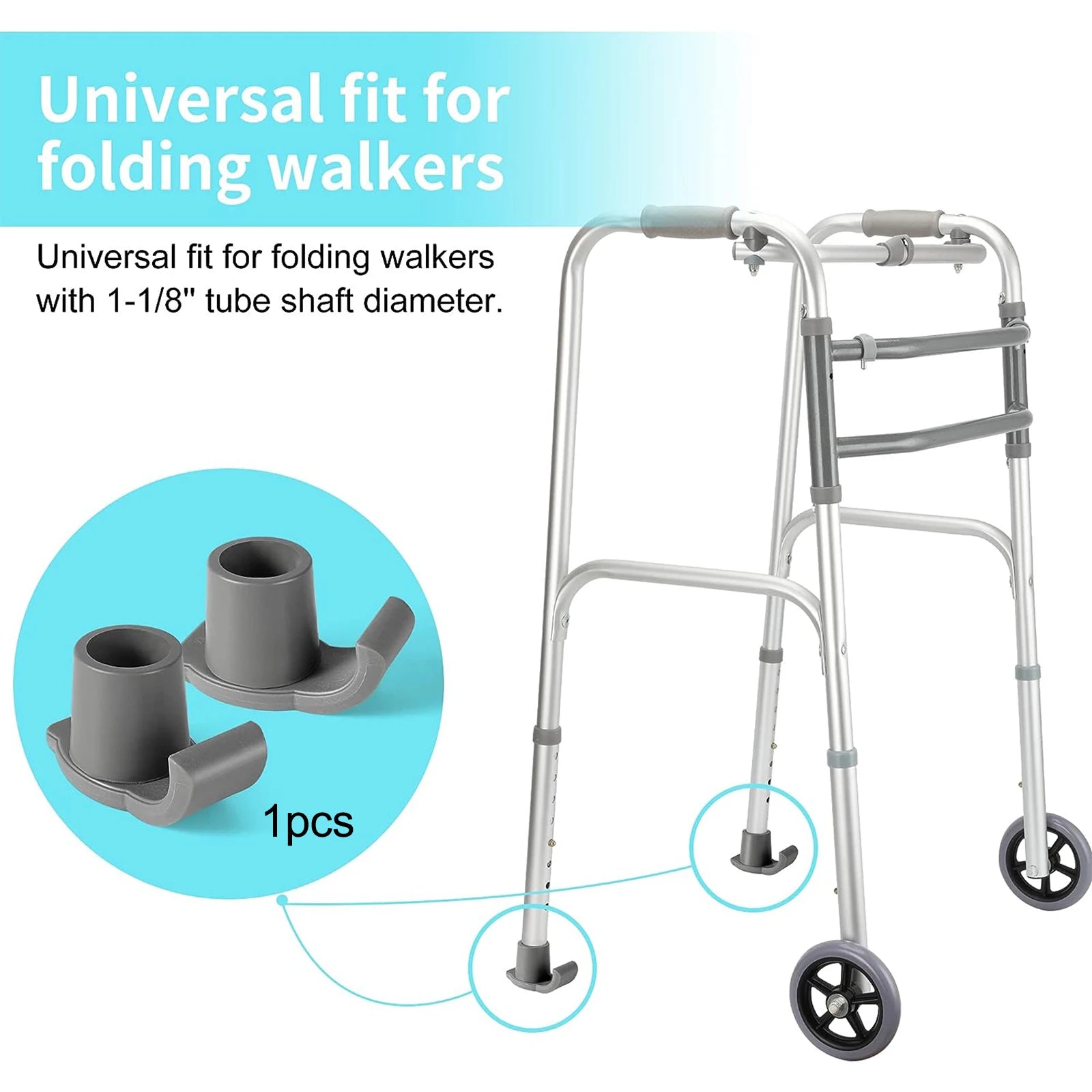 Walker Glide Skis Walker Sliders Coaster Skis Feet Rubber Tips Cap Walker Accessories, Adult Seniors Mobility Walking Tool Parts