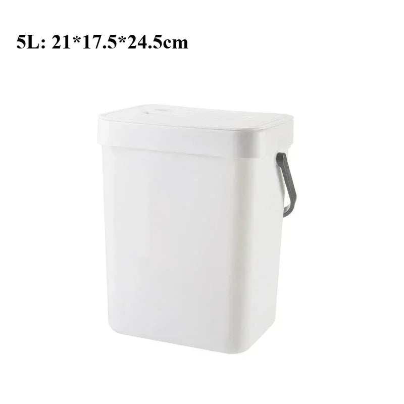Space-Saving Quiet-Close Trash Can - 3/5L, Eco-Friendly Sealed Bin for Kitchen & Office, No Electricity Needed