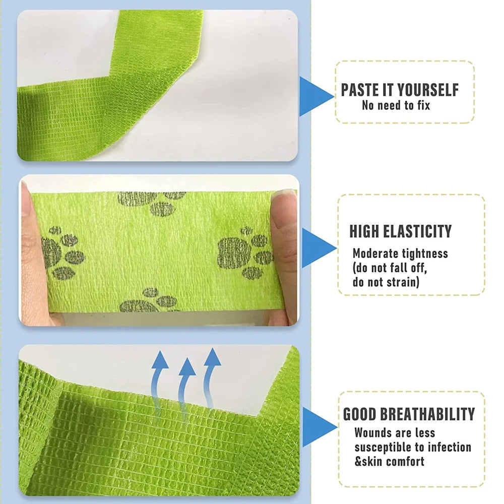 5Pcs/Set 2.5cm Wide Self Adhesive Colorful Elastic Bandage Wrap Stretch Self-Adherent Tape for First Aid,Sports,Wrist,Ankle,Knee