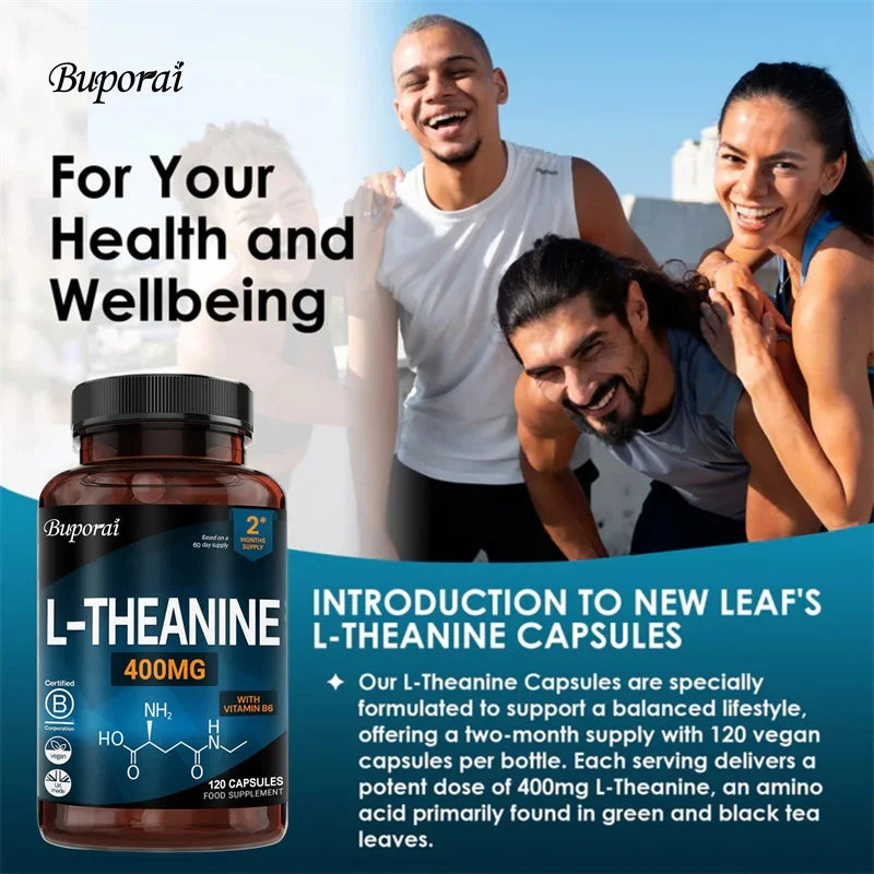 L-Theanine 400MG - Contains Vitamin B6 To Support Normal Mental Function, Concentration & Relaxation, and Improve Sleep Quality