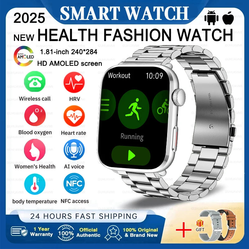 2025 Fashion New For Xiaomi AI Diagnosis NFC Smart Watch Men Women Blood Pressure Heart Rate IP68 Waterproof Health Track watch